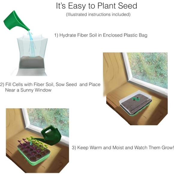 Window Garden 20 Cavity Seed Starter Germination Kit Fiber Soil - Picture 5 of 5
